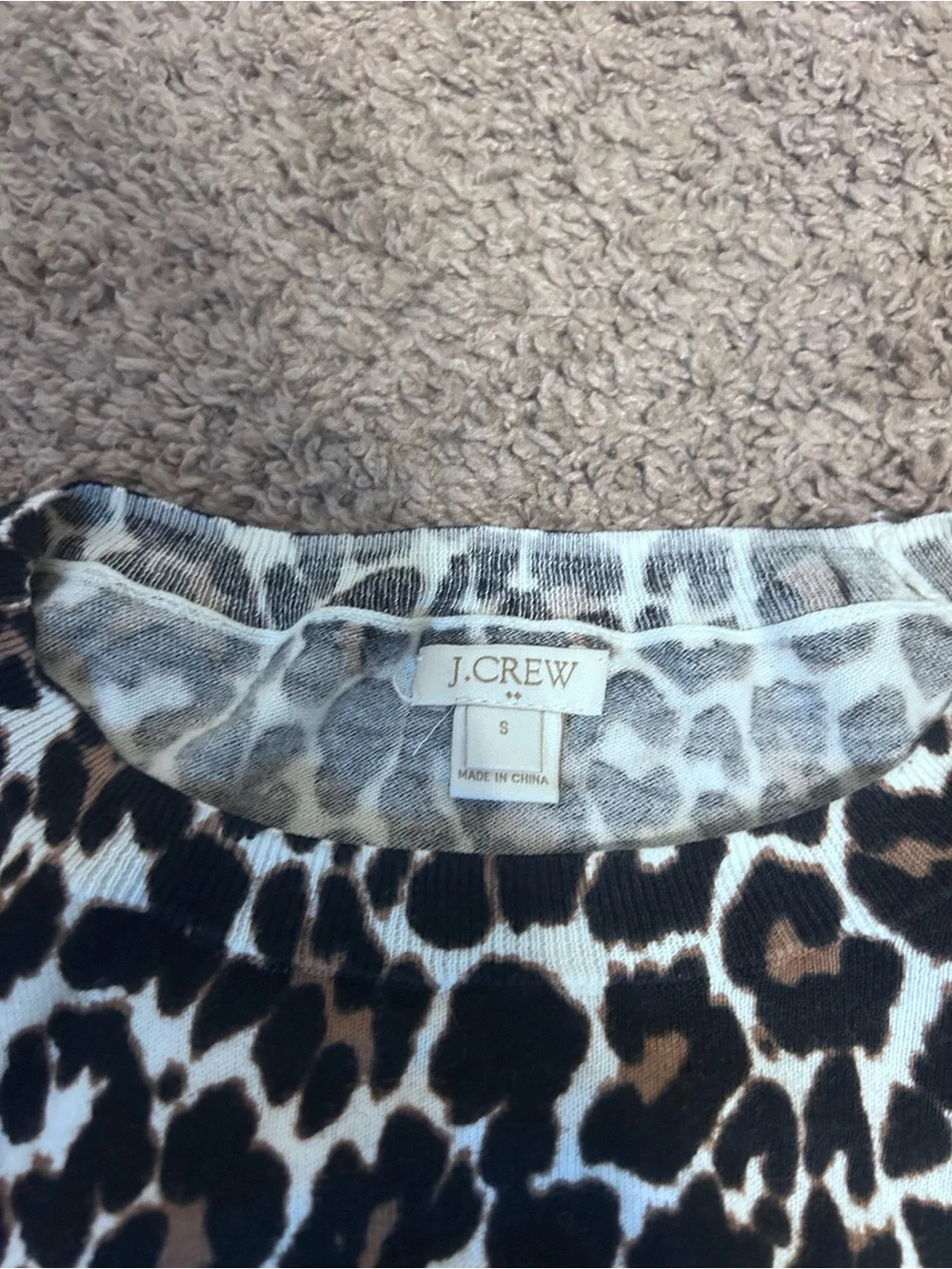 J. Crew Leopard Print Long Sleeve Top - Black, Brown & White